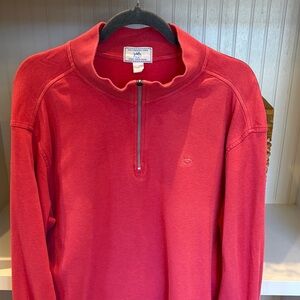 Men’s Southern Tide Skipjack quarter-zip cotton pullover in a coral pink Xl